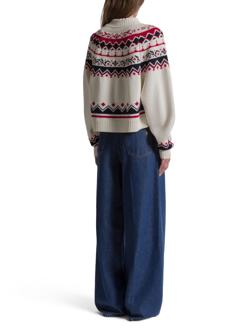 Alberta Ferretti Wide-Leg Denim Trousers With High Waist