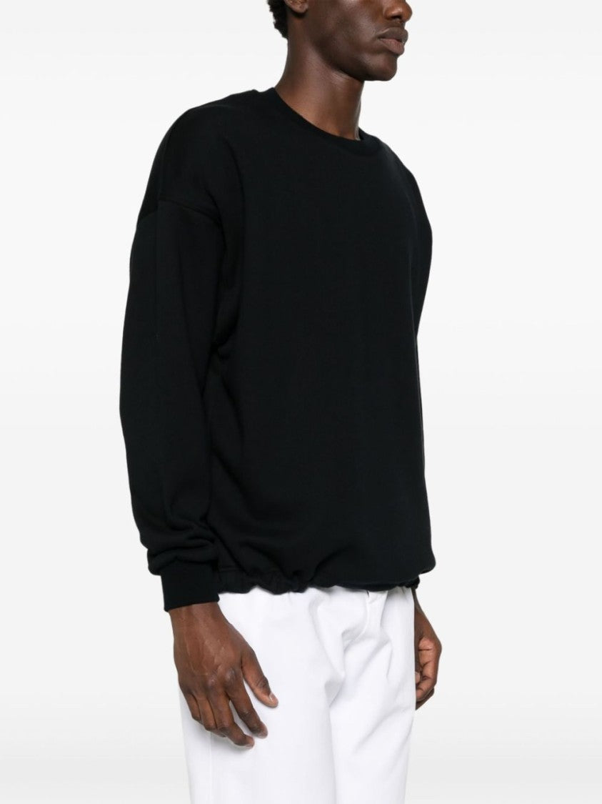 Zegna Relaxed Fit Black Sweater With Drawstring Hem
