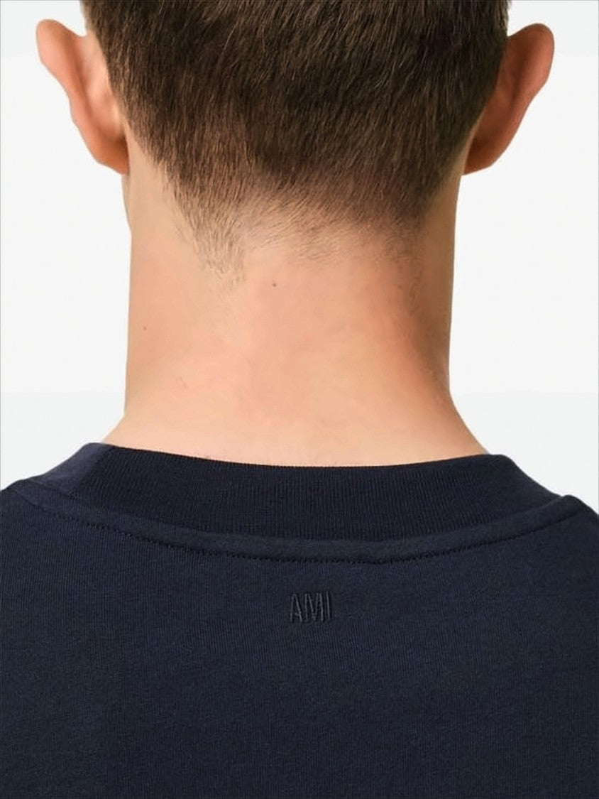 Ami Paris Boxy Navy T-Shirt With Playful Logo Detailing