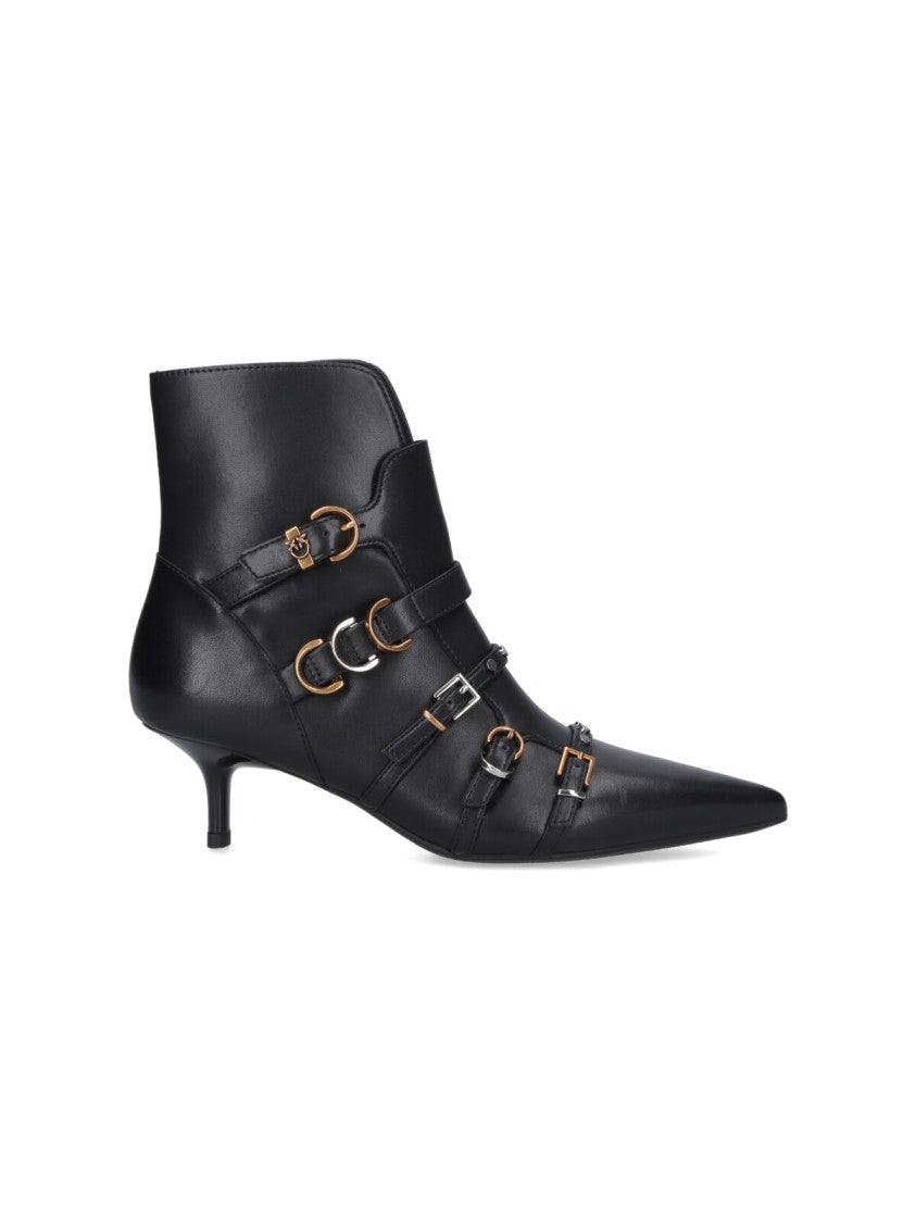 Pinko Buckle Ankle Boots – Black