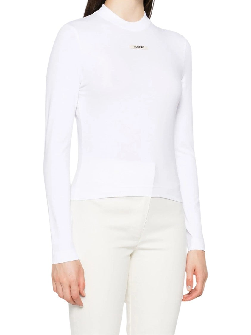 Jacquemus White Cotton Cropped Long-Sleeve T-Shirt
