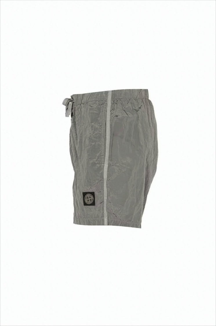 Stone Island Crinkled Texture Grey Swim Shorts