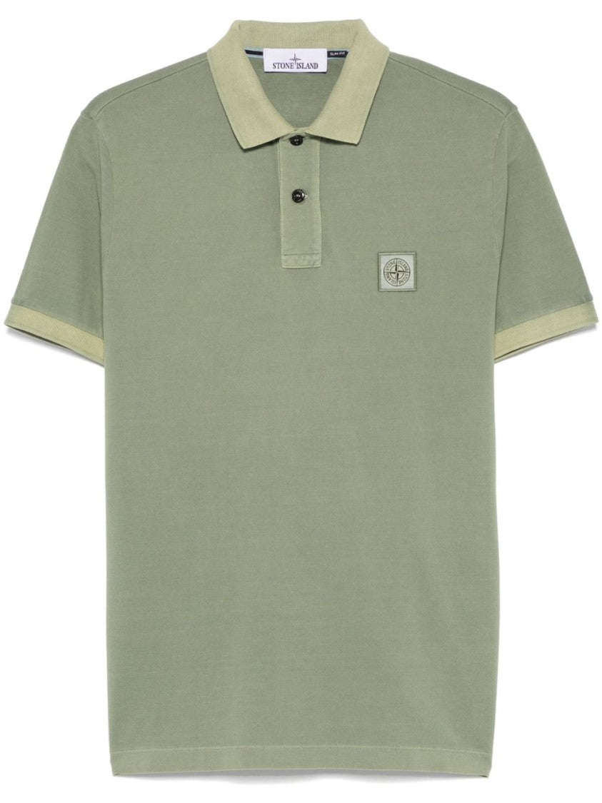 Stone Island Sage Green Slim-Fit Polo Shirt