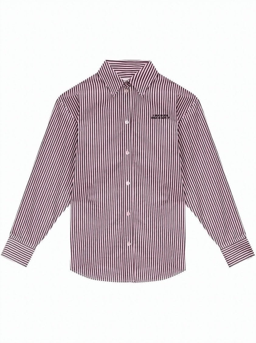 Isabel Marant Button-Down Striped Shirt With Embroidered Logo Detail