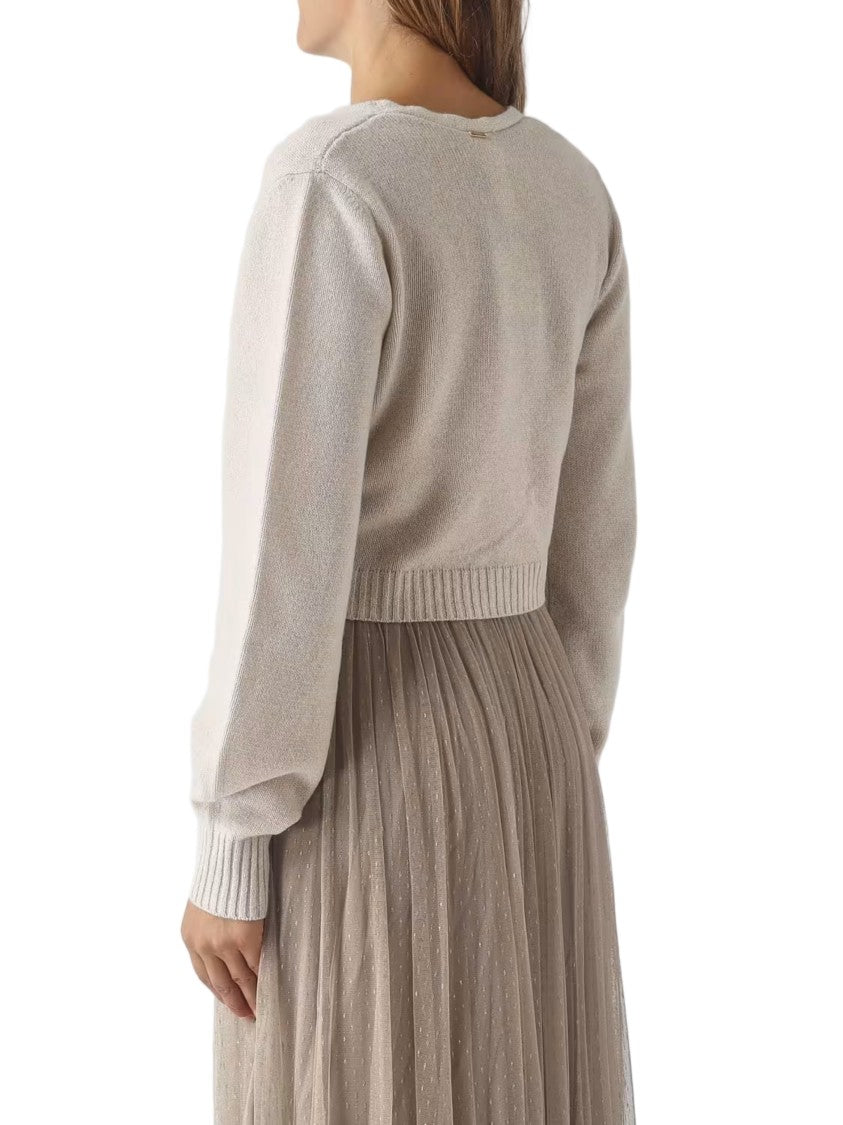 Twin-Set Cropped Knit Sweater With Twisted Knot Detail
