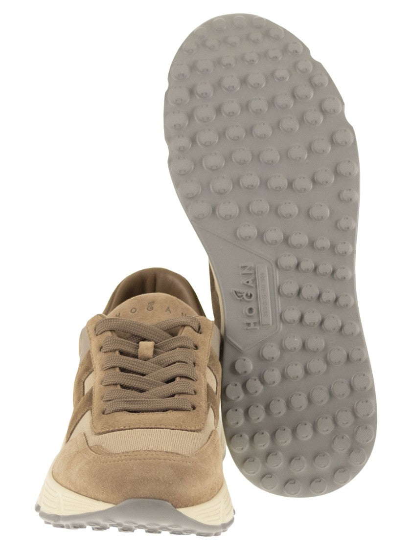 Hogan Fluid Suede And Fabric Sneakers