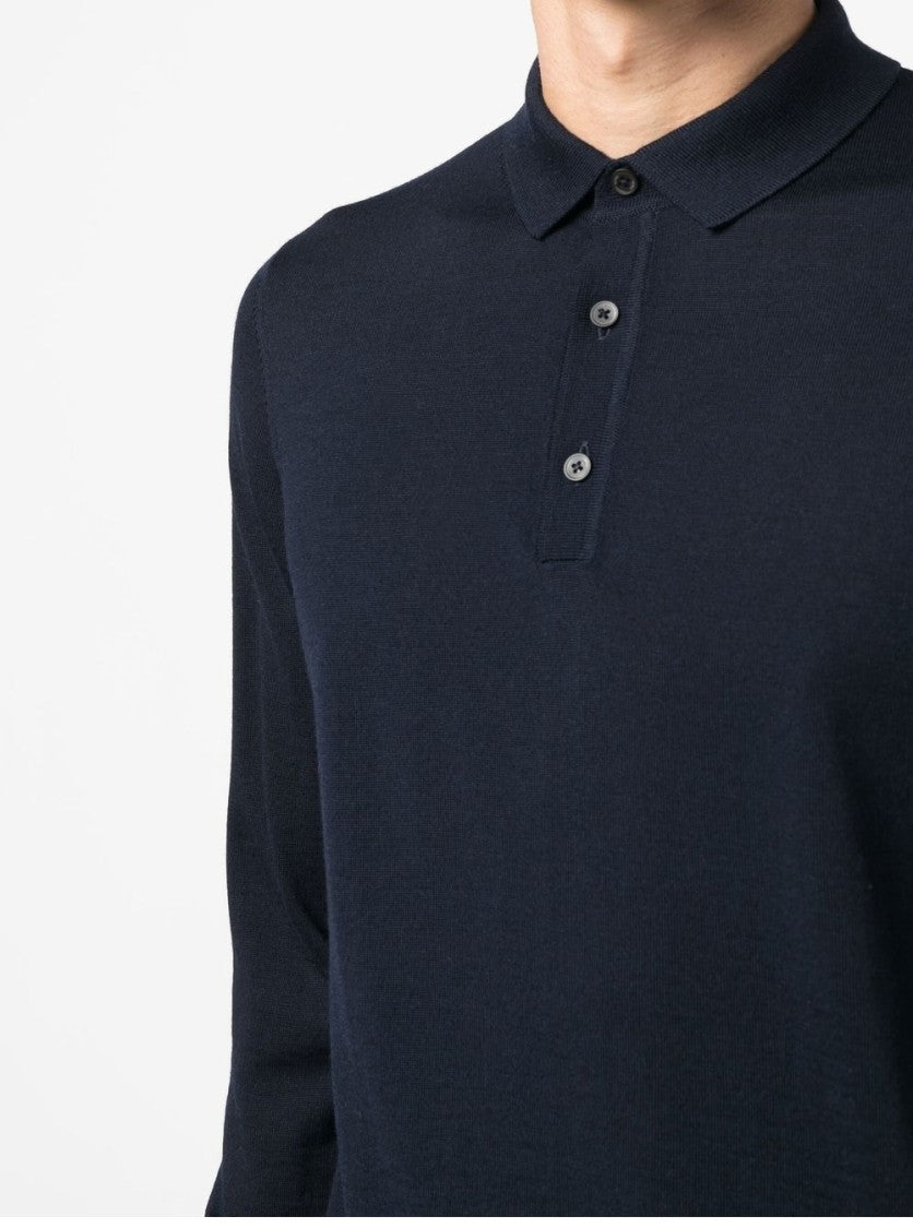 Hugo Boss Lancione Fine-Knit Long Sleeve Polo Sweater