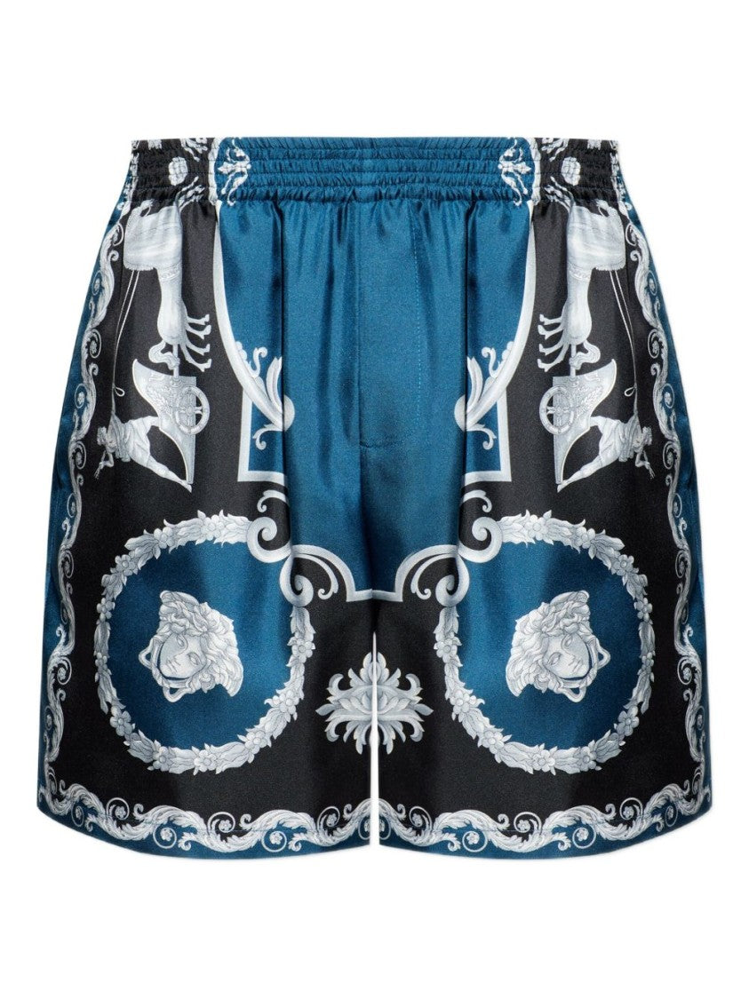 Versace Baroque-Printed Silk-Nylon Shorts With Elastic Waistband