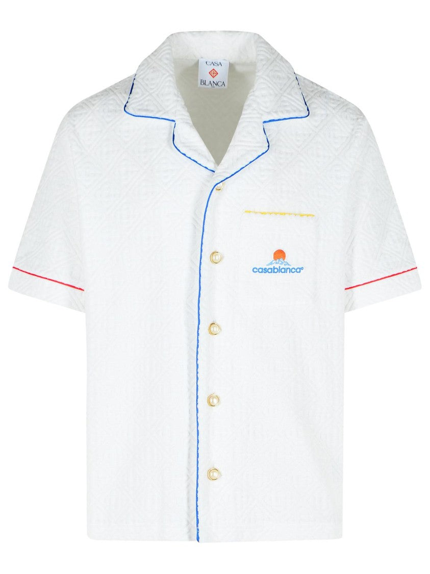 Casablanca Short Sleeved Shirt In Jacquard Cotton Blend Terry Cloth