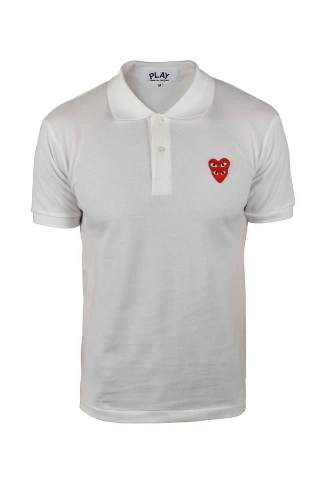 Comme Des Garçons Cotton Polo Shirt With Iconic Heart Emblems