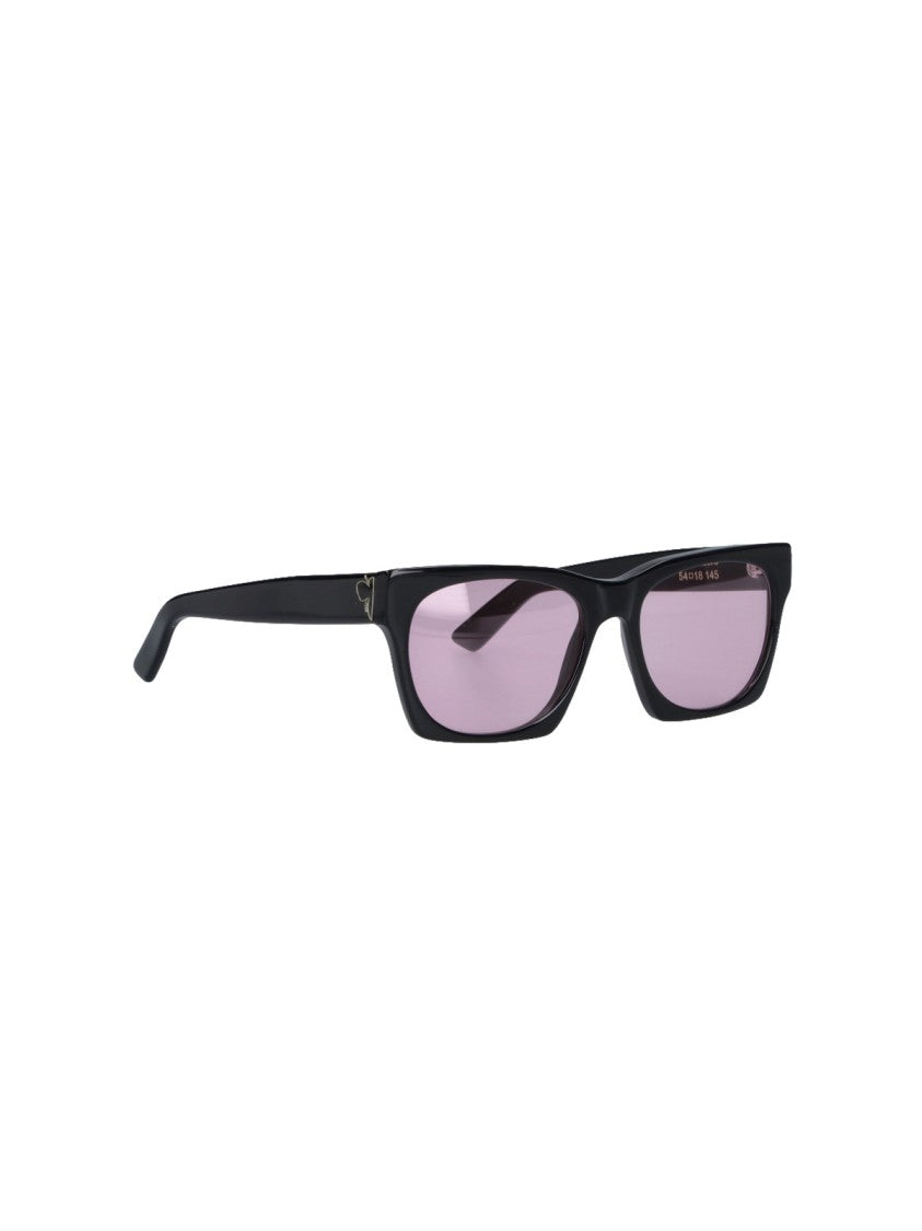 Facehide Rectangular Black Acetate Sunglasses With Colored Lenses