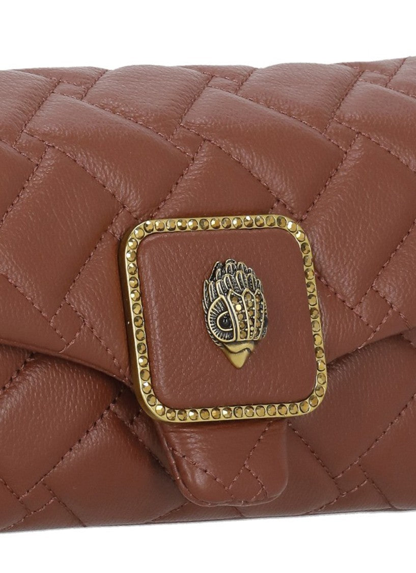 Kurt Geiger Brick Red Quilted Leather Dual Straps Mini Shoulder Bag