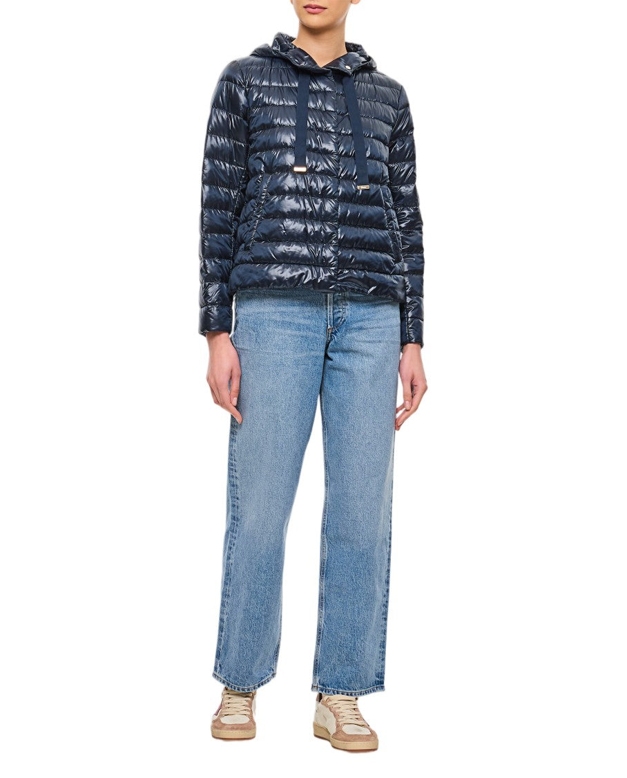 Herno Blue High Neck Quilted Down Jacket