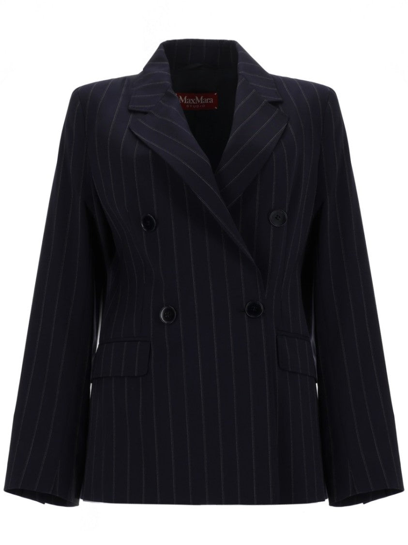Max Mara Tailored Double-Breasted Blazer With Classic Pinstripe