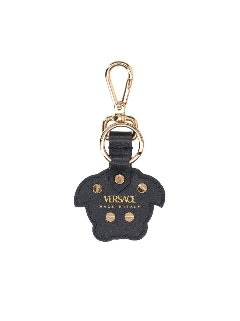 Versace Medusa Head Black Calf Leather Keychain