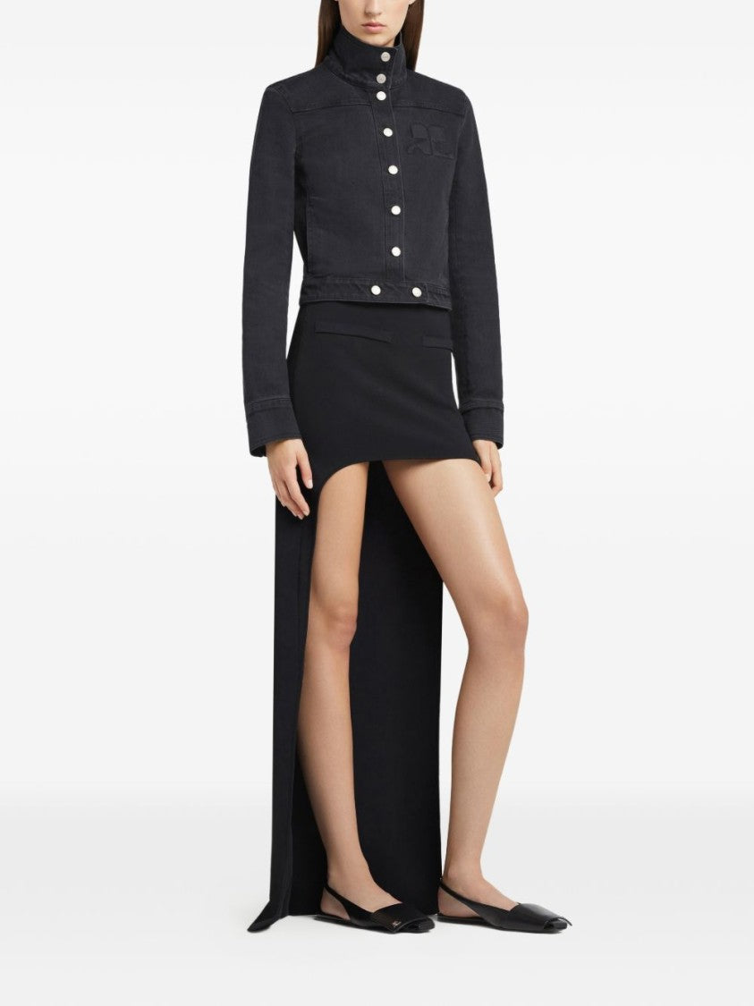 Courrèges Cropped Jacket With High Collar And Metallic Buttons