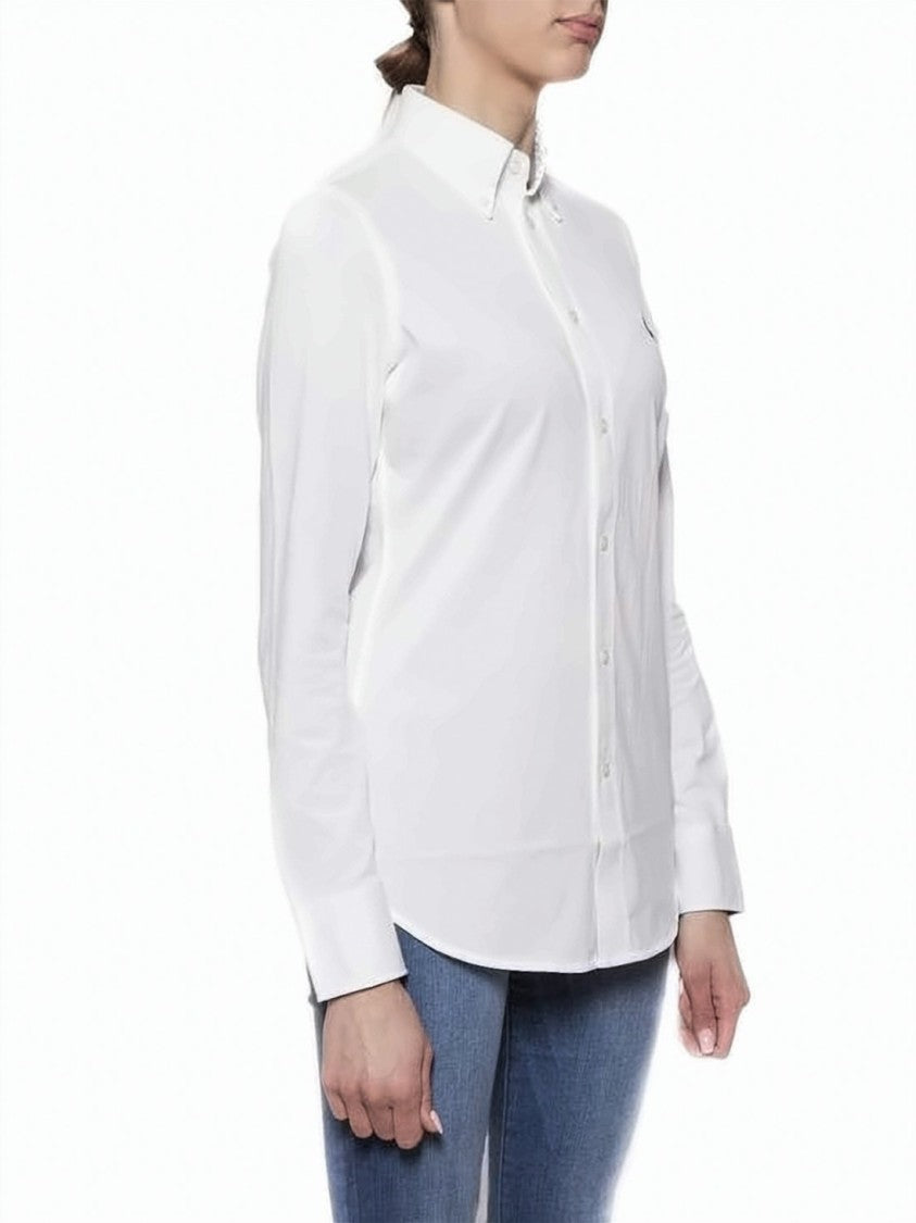 Polo Ralph Lauren Long-Sleeve Button-Up Shirt With Curved Hem And Logo Emblem