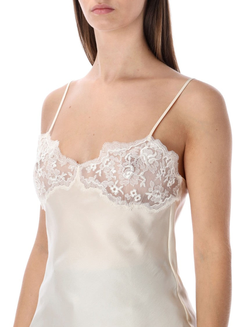 Chloé Ivory Silk Top With Lace