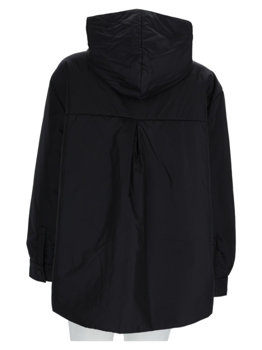 Aspesi Black Boxy Polyamide Hooded Sports Jacket