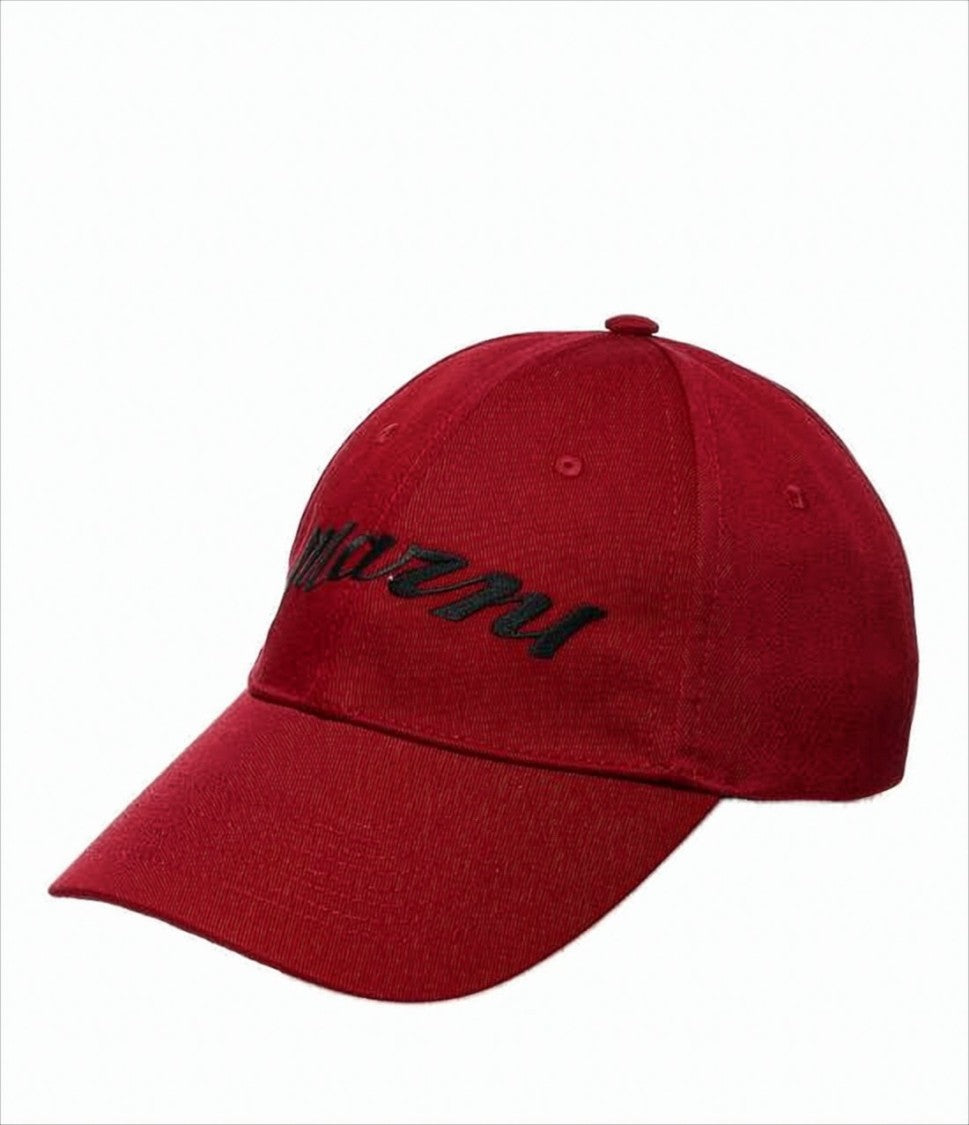 Marni Deep Red Cotton Baseball Cap With Embroidered Lettering