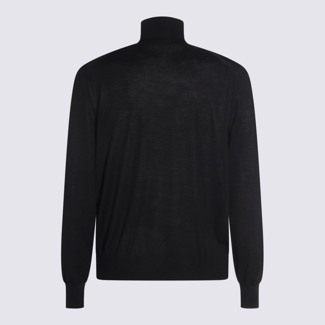 Saint Laurent Black Turtleneck Sweater With Fine Knit Texture And Ribbed Details