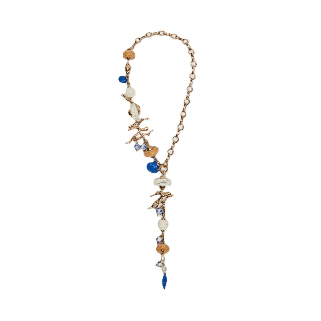 Max Mara Asymmetrical Gold-Tone Charm Necklace With Artistic Elements
