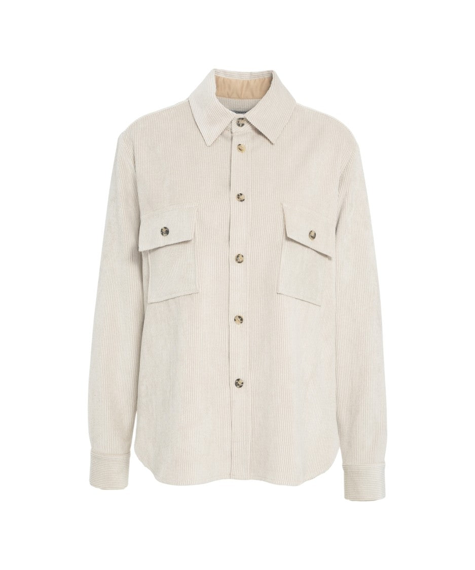 Gender Textured Corduroy Blouse With Classic Collar