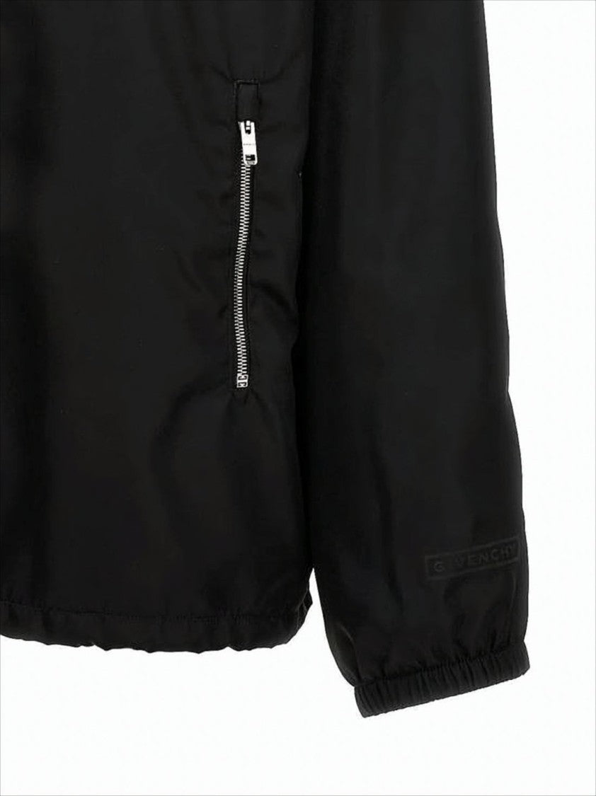 Givenchy Black Minimalist Givenchy Hooded Jacket With Zipper Closure