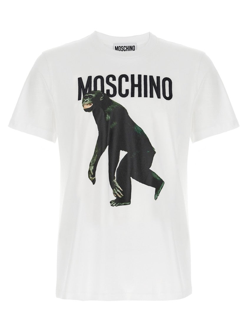 Moschino Organic Cotton T-Shirt With Logo Embroidery