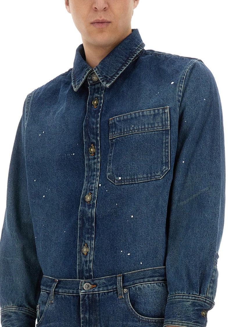 A.P.C. Speckled Cotton Denim Shirt