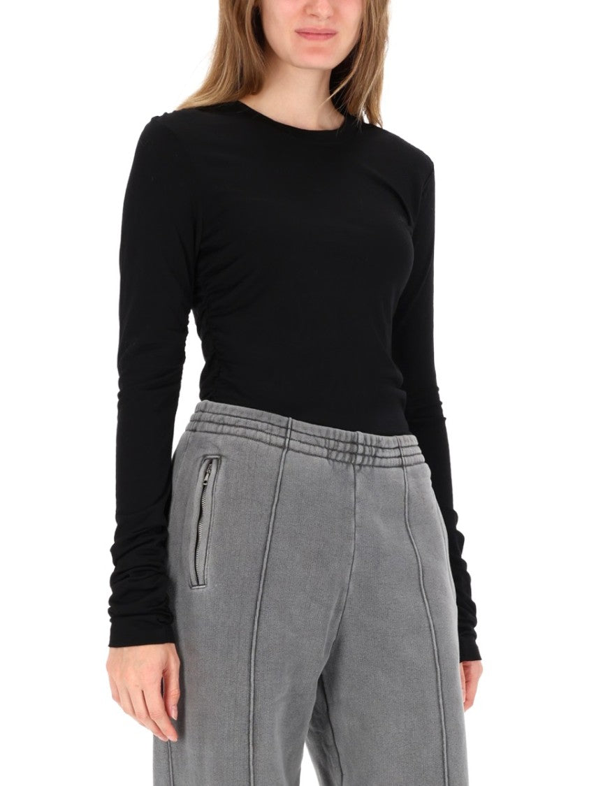Our Legacy Fitted Long-Sleeve Black Top With Subtle Ruching