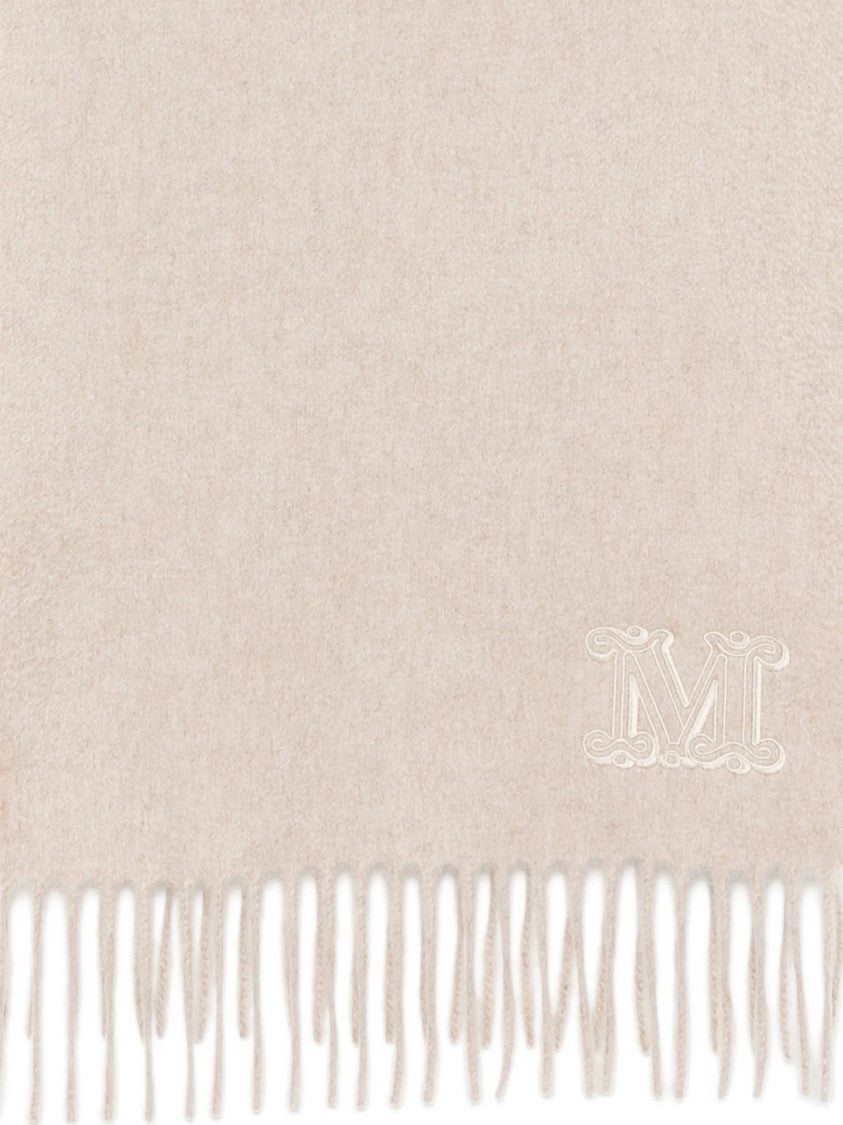 Max Mara Beige Dalia Fringed Cashmere Scarf