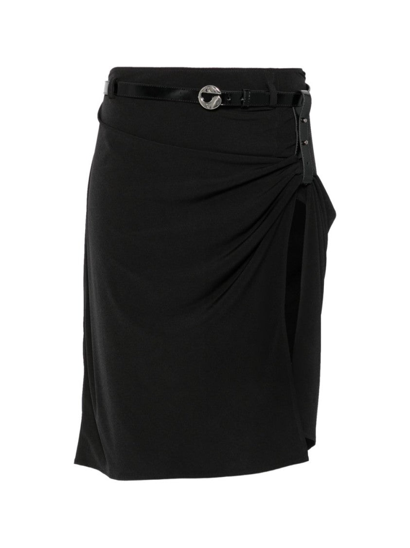 Coperni Black Fitted High Slit Midi Skirt