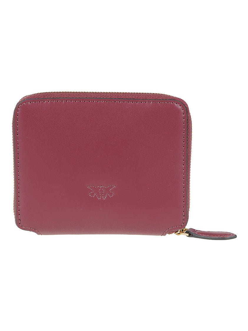 Pinko Burgundy Taylor Zip Around Calf Leather Wallet