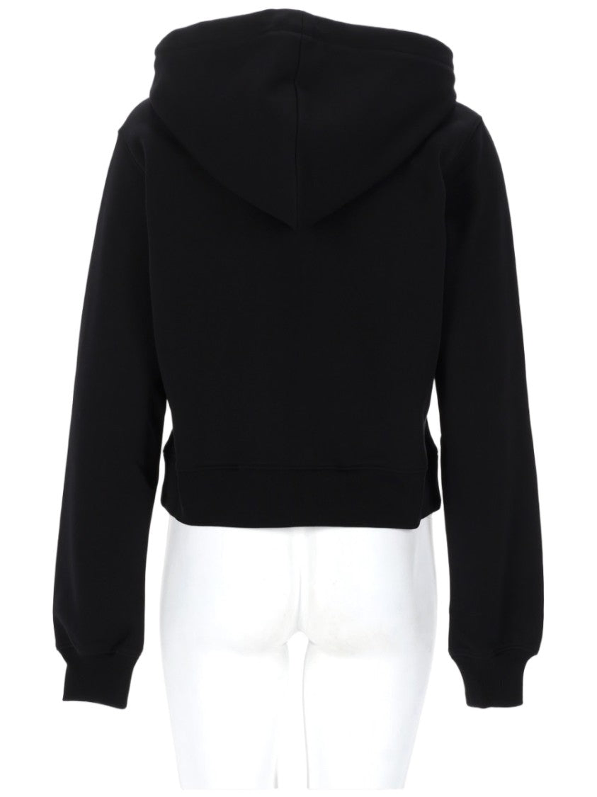 Moschino Teddy Cropped Hoodie Teddy Bear Graphic Cotton Sweatshirt