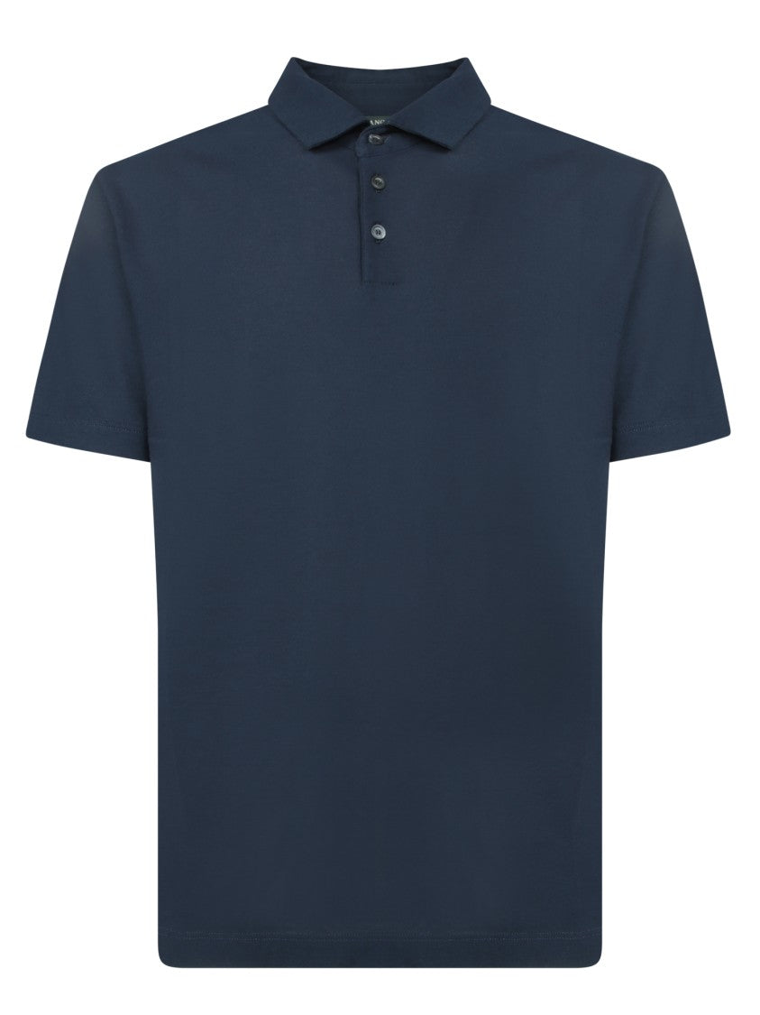 Zanone Classic Blue Polo With Three-Button Placket