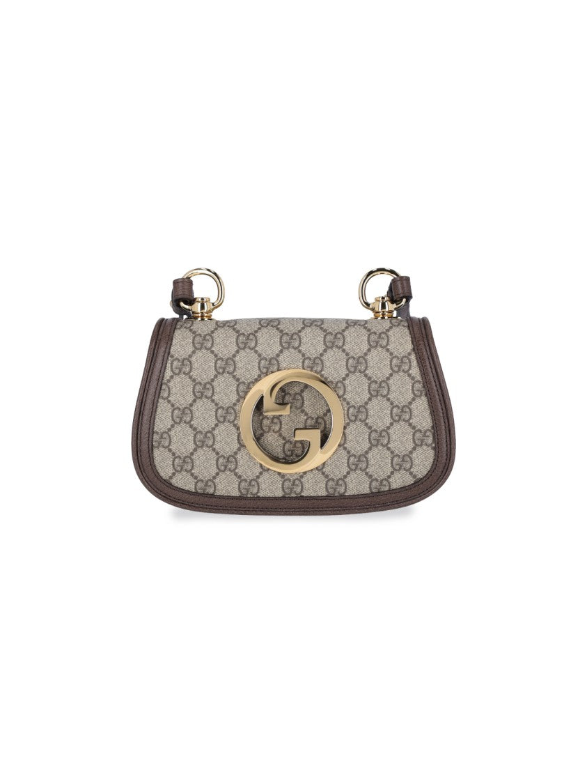 Gucci Mini Handbag With Gg Supreme Logo Design And Gold Accents