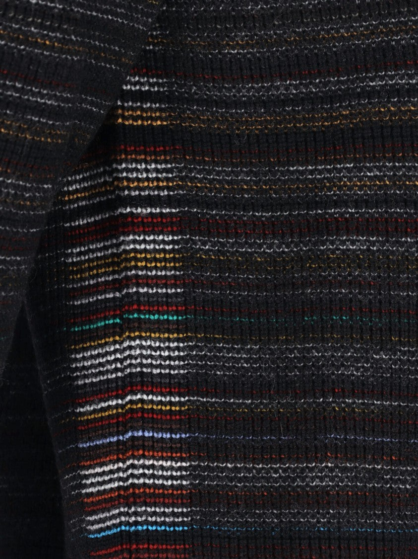 Paul Smith Multicolored Striped Knit Sweater With High Neckline
