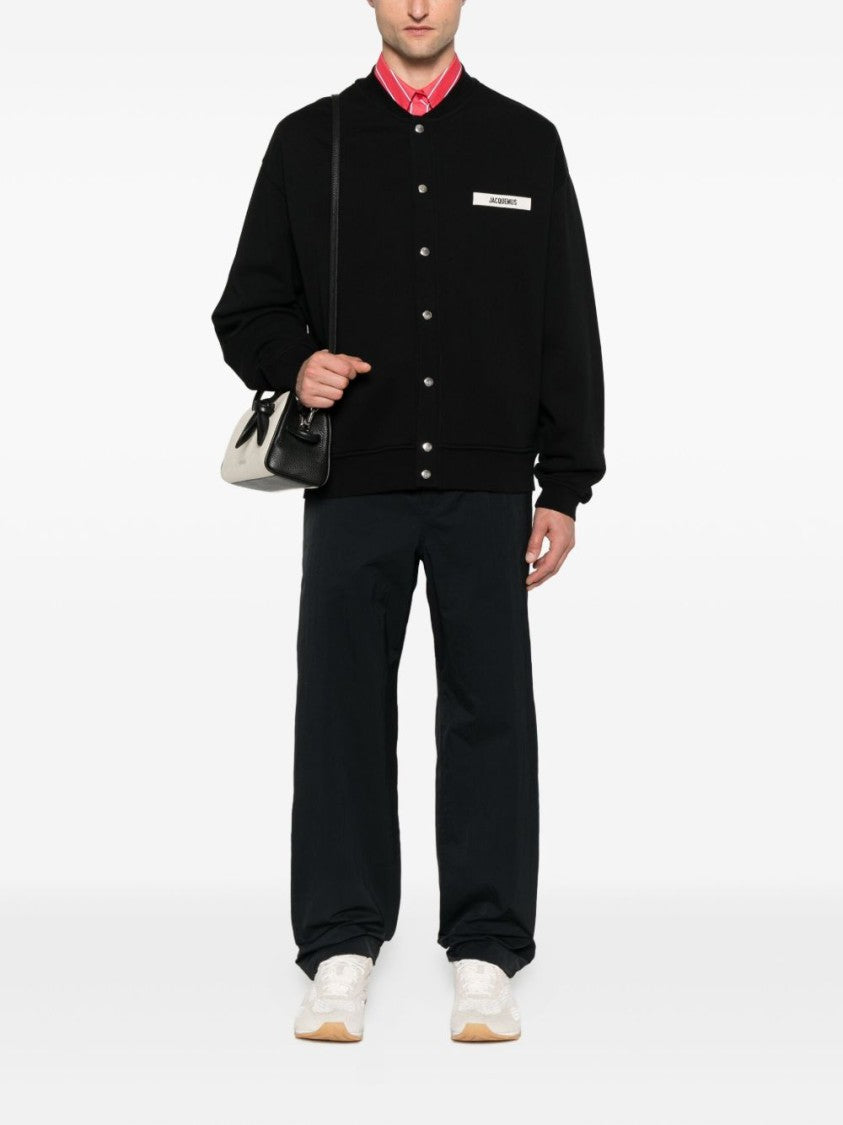 Jacquemus Button-Up Black Sweater With Ribbed Details