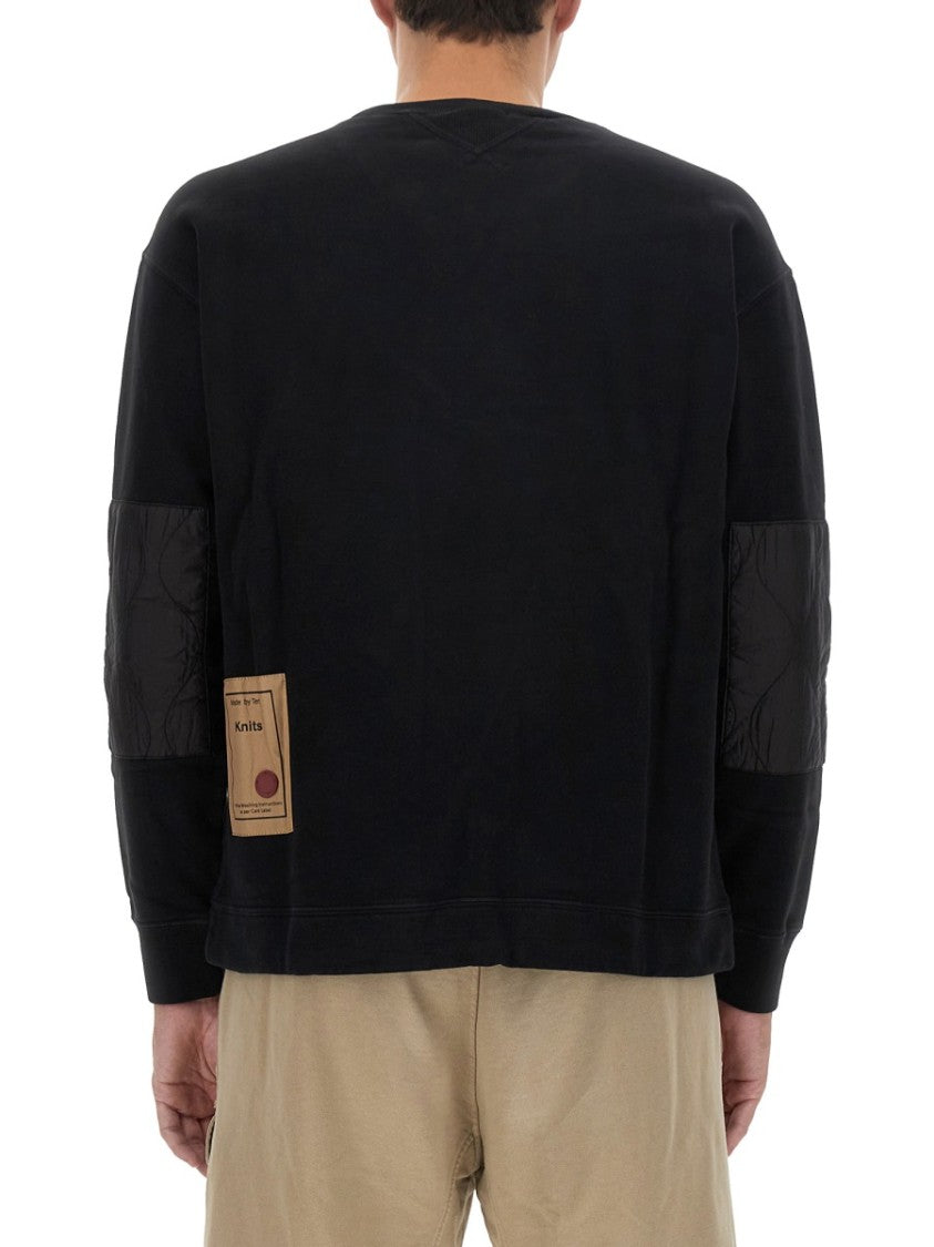Ten C Quilted Pocket Black Sweatshirt