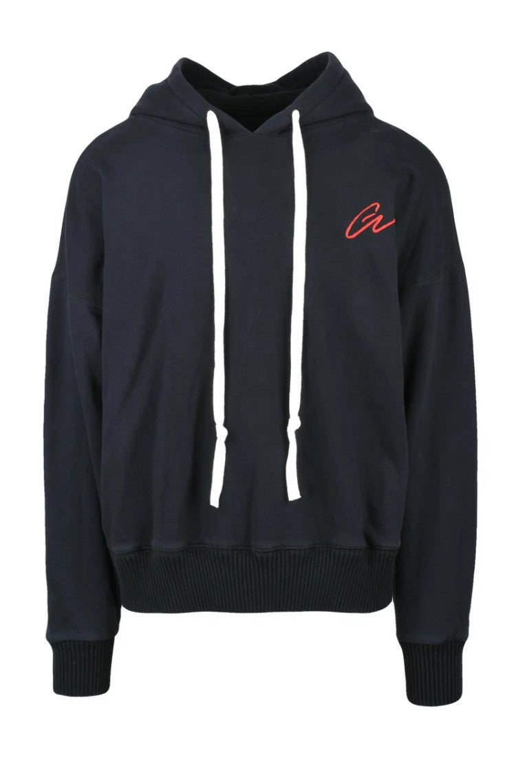 Paul & Shark Cropped Grey Hoodie With Contrasting Drawstrings