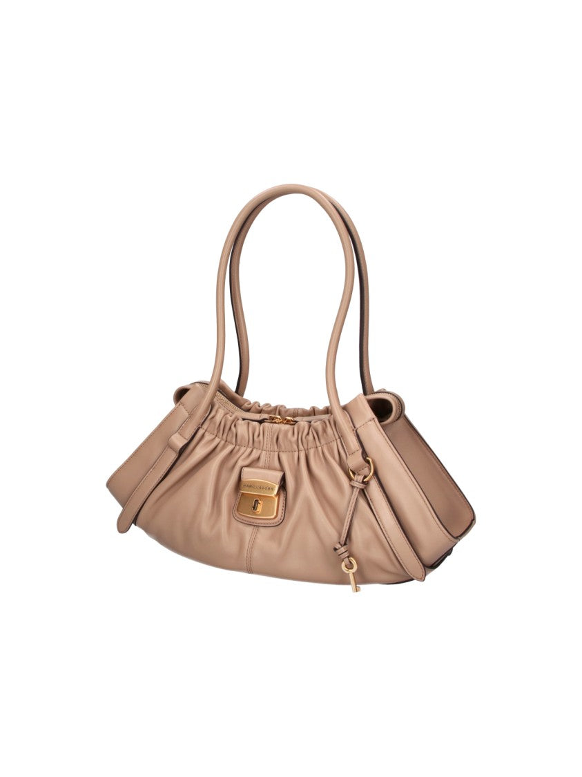 Marc Jacobs Ruched Leather Shoulder Bag With Padlock Charm