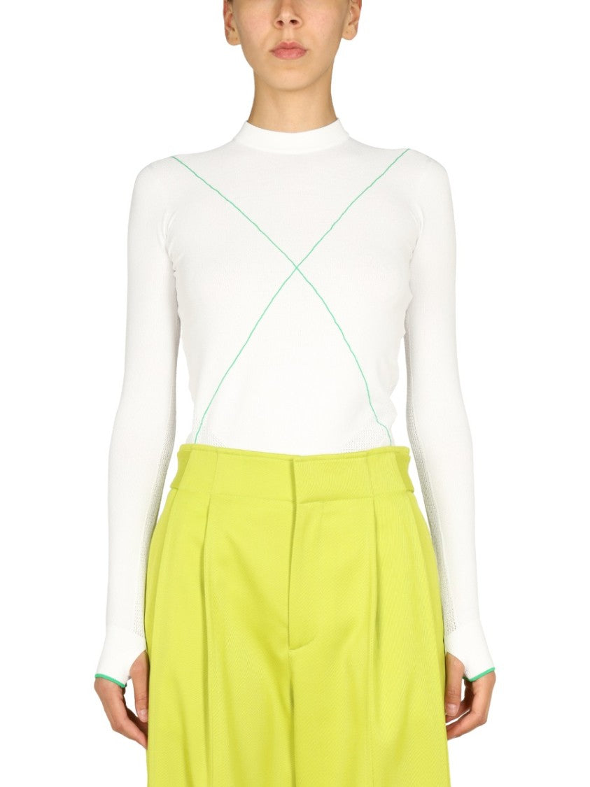 Bottega Veneta Polo Neck Sweater With Contrasting Seams