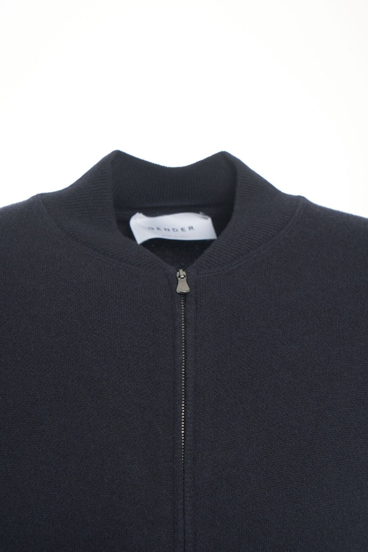 Gender Knitted Bomber Jacket With Ribbed Finish And Full-Length Zipper