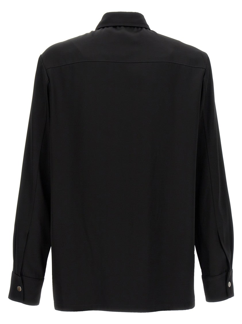 Jil Sander Viscose-Silk Blend Twill Shirt With Cuffed Sleeves
