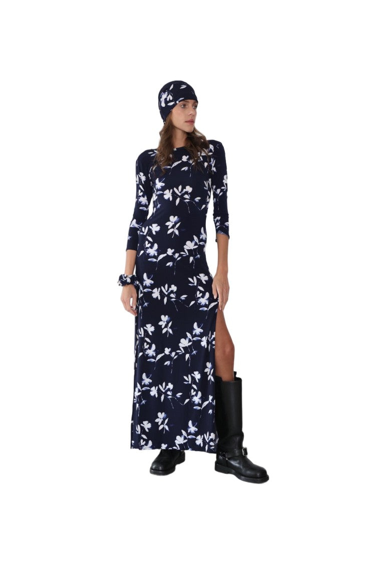Hawa Made From Love Maha Night Blue Floral Maxi Dress
