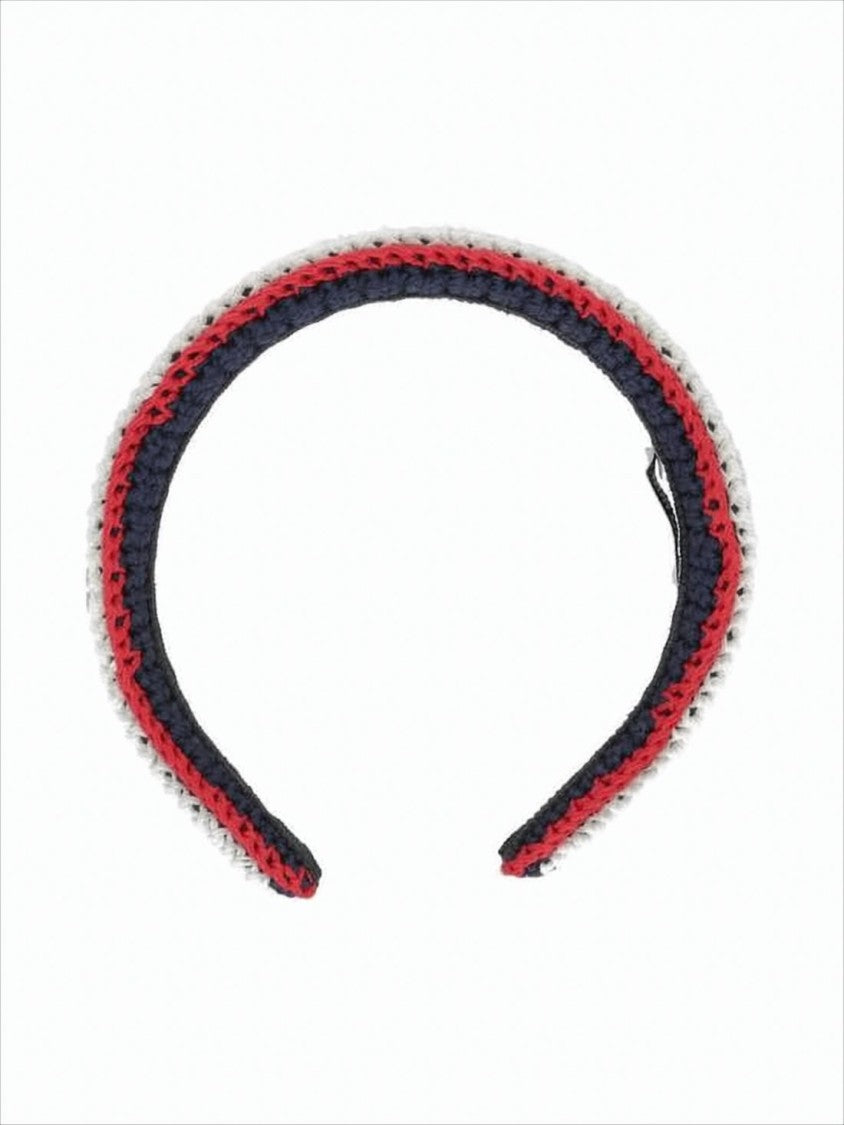 Miu Miu Woven Texture Headband With Navy Blue Center