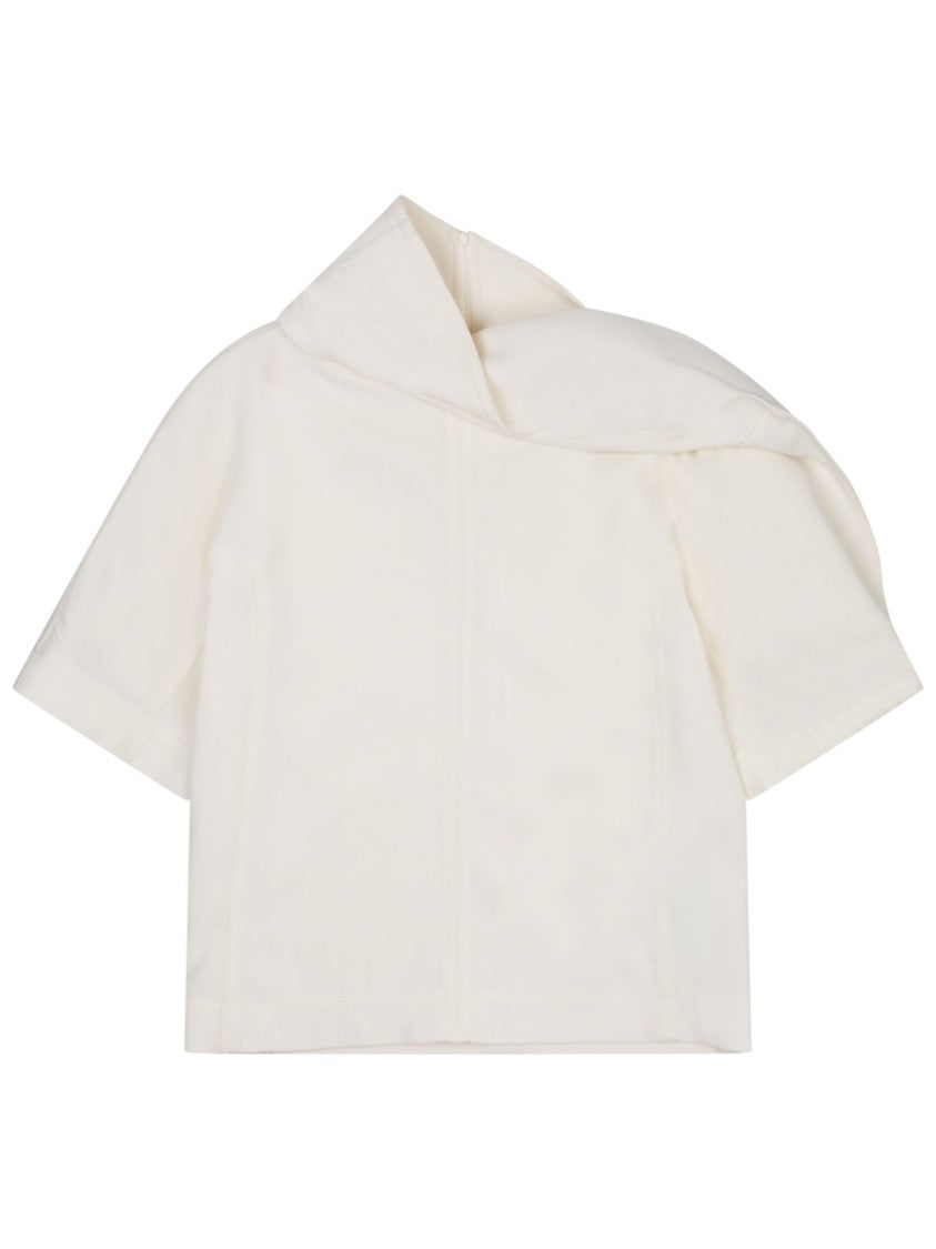 Bottega Veneta Asymmetrical Collar Wool Top