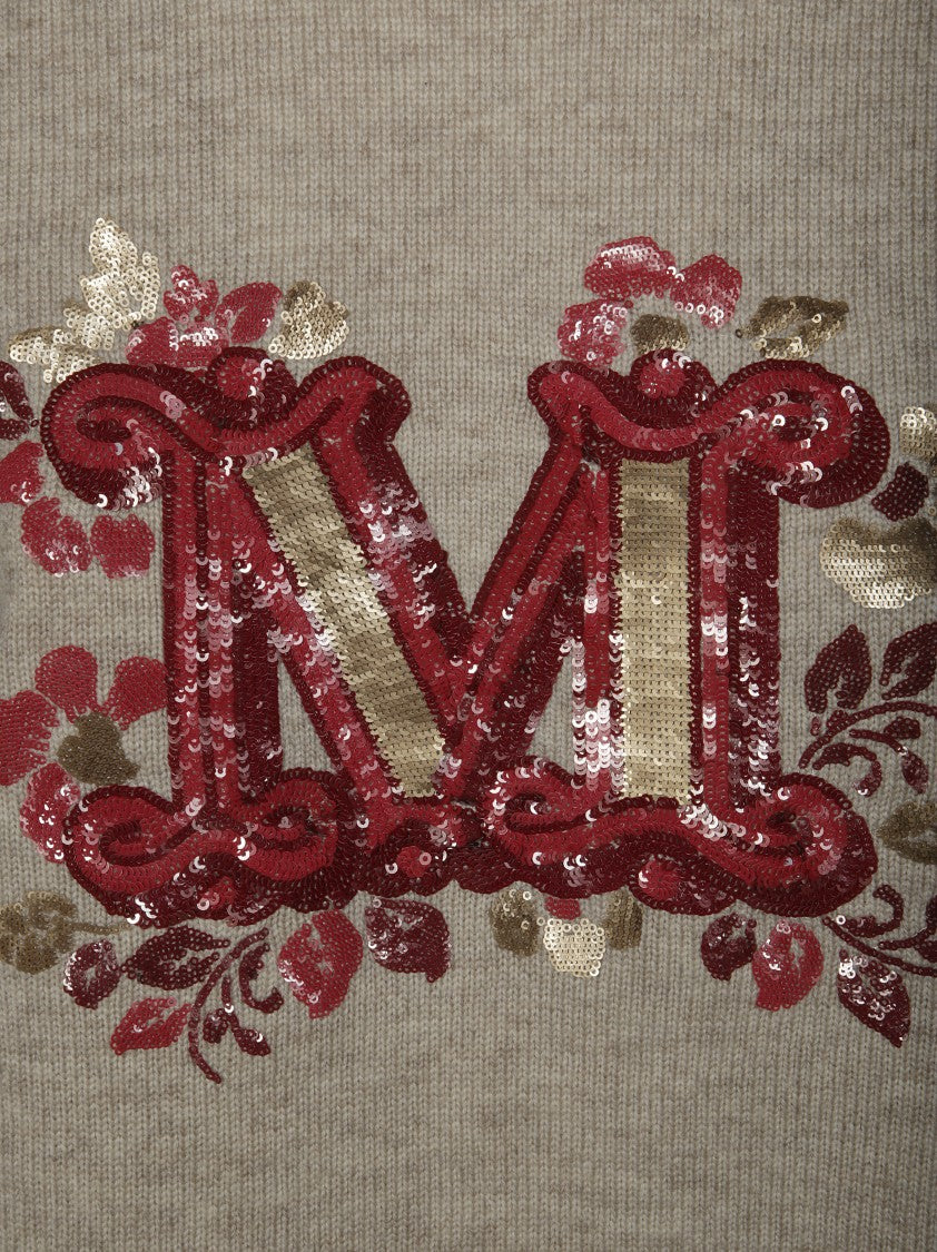 Max Mara Ornate Sequin-Embellished Sweater With Large Letter 'M'