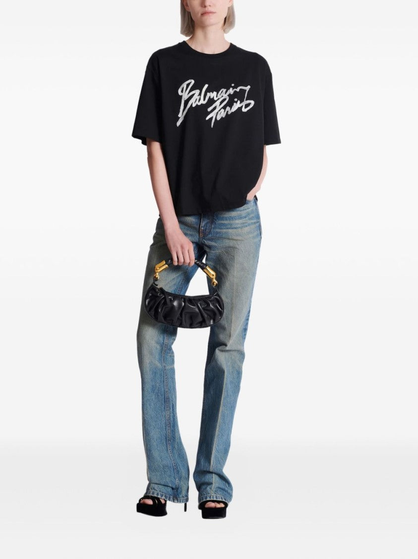 Balmain Short-Sleeved T-Shirt With Handwritten Graphic